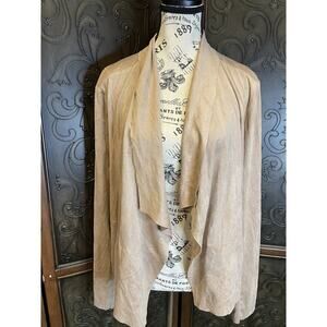 Sofia Jeans Faux Suede Tan Cardigan Jacket / Women's top Shirt Size XL‎